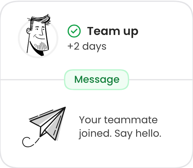 A lifecycle message: your teammate joined, say hello