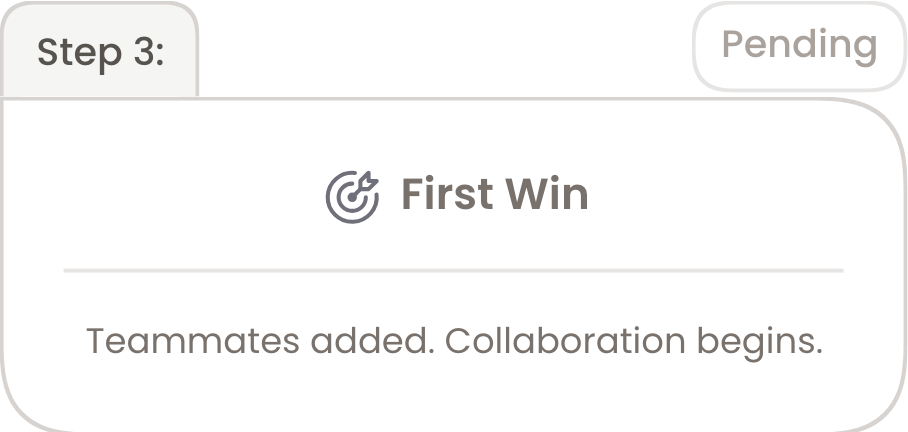 Step 3 of the plan: First Win, pending